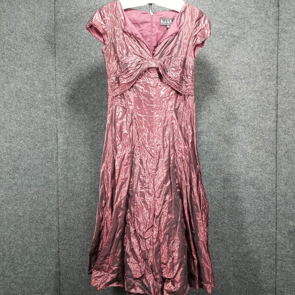 1960's Burgundy Taffeta Textured Dress by Nicole Miller